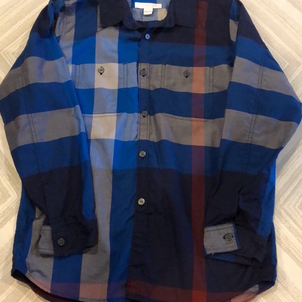 Burberry Blue and Cream Plaid Shirt